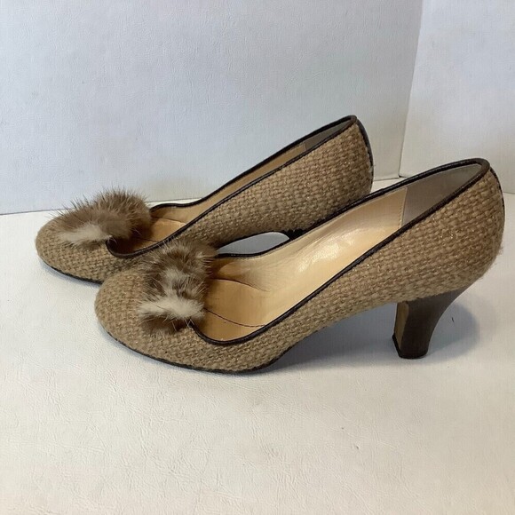 Kate Spade New York Neutrals Jute Boco Accents Tweed Pump Heel Shoes Size 7B - Picture 3 of 8